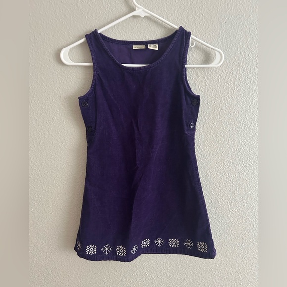 L.L. Bean Purple Corduroy Kids Dress with snowflake Hem - Picture 1 of 4